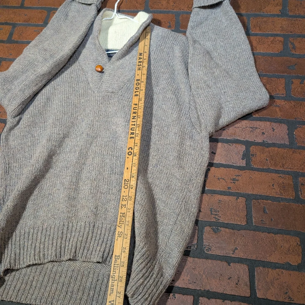 Vintage Mountain Wool Finalist Men's XL Knit Sweater USA Made Gray Cowl Neck‎